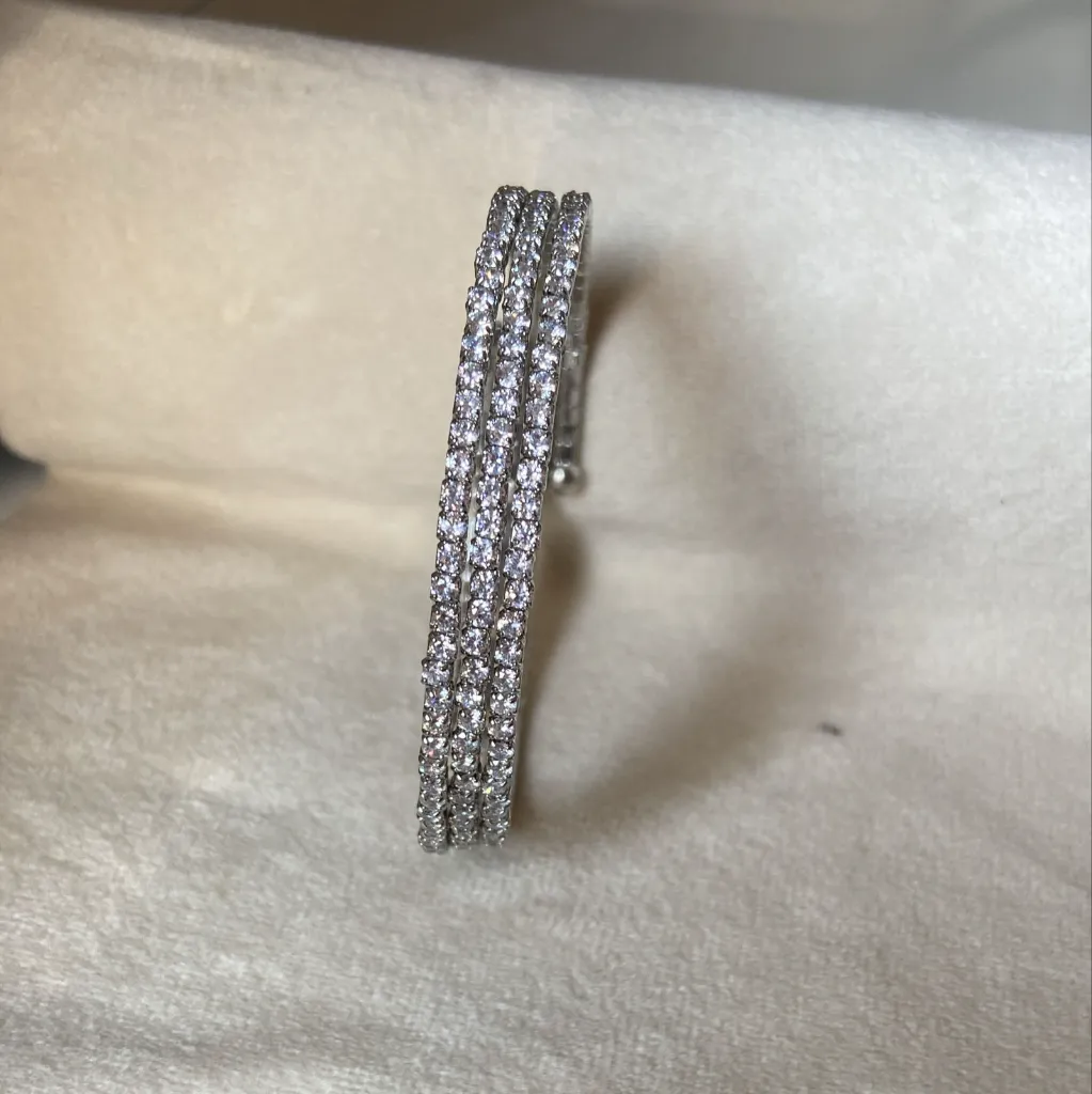 Spiral Silver Premium American diamond bracelet