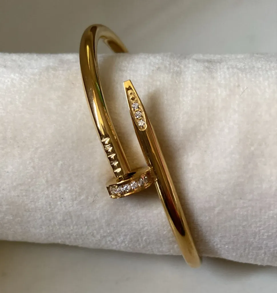 Nail with diamond bangle bracelet