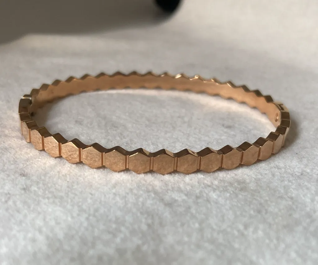 Honey comb rose gold bangle bracelet