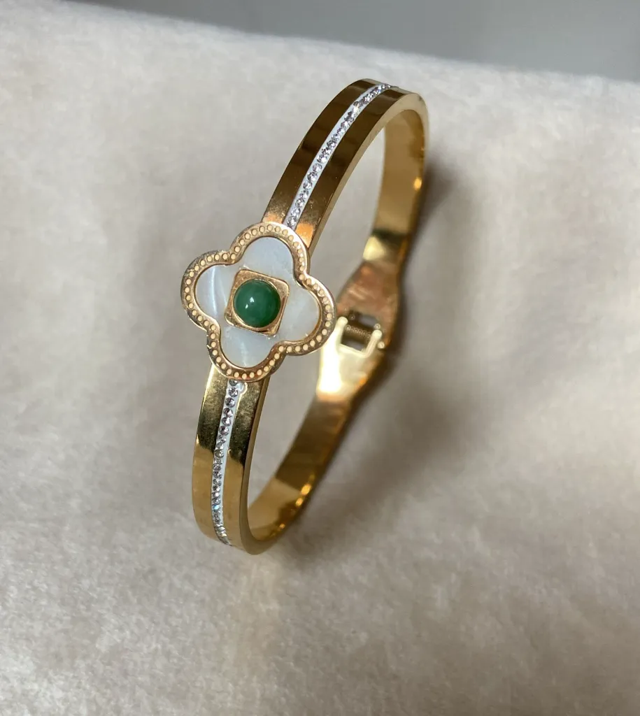 Van Cleef with sea green gem bangle bracelet